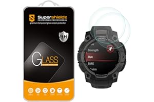 Supershieldz (2 Pack) Designed for Garmin Instinct 3 45mm (Solar/Amoled) Tempered Glass Screen Protector, Anti Scratch, Bubble Free