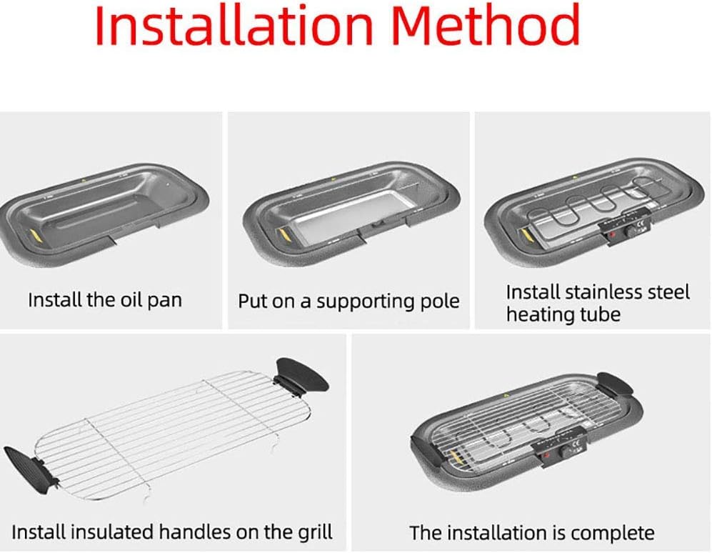 review XBR Barbecue Grill Electric Barbecue Grill Smokeless 2000W with Stand Indoor Outdoor Portable Table BBQ for Camping Outdoor Garden