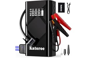 KATOROE Jump Starter with Air Compressor, 5000A Car Battery Jump Starter (9.0L Gas/7.0L Diesel), 150PSI 12V Car Battery Jumper Starter Portable with Jumper Cables, Tire Inflator, LED Light
