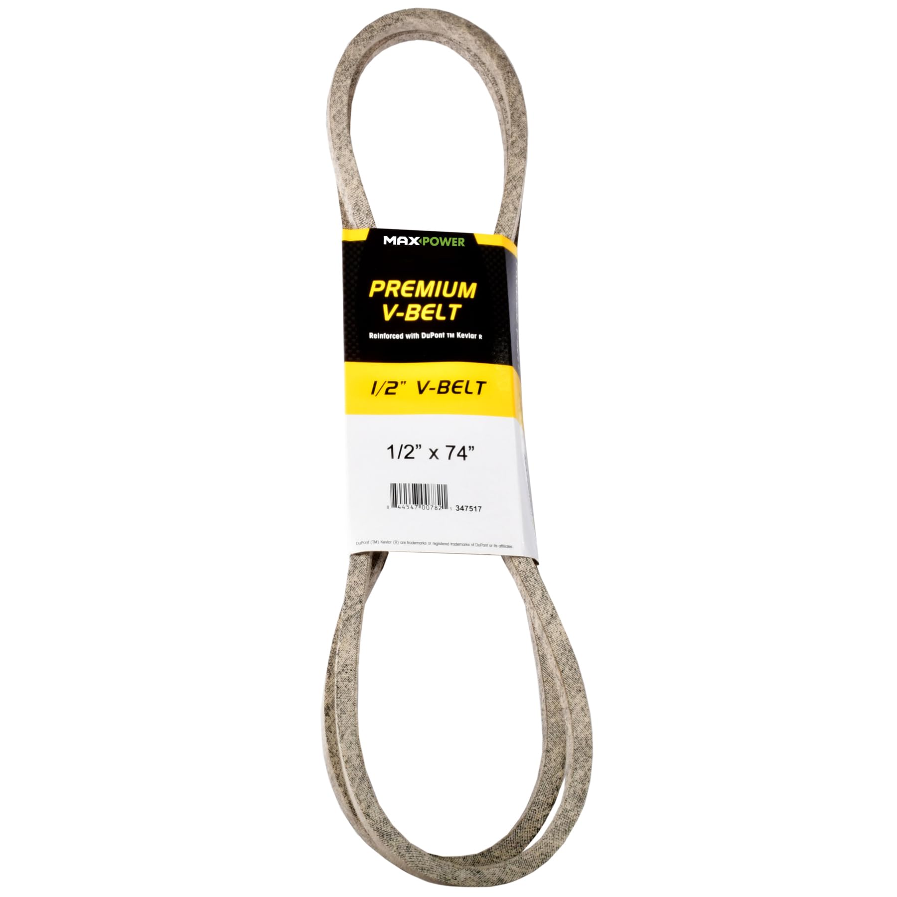 Maxpower 347517 Premium Belt Reinforced with Kevlar Fiber Cords, 1/2" x 74"