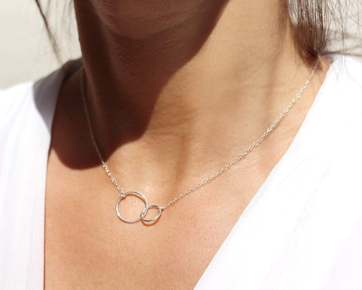 Collier Pendentif Cercle En Argent Massif 925 – Fait Main – Neuf Sans Emballage