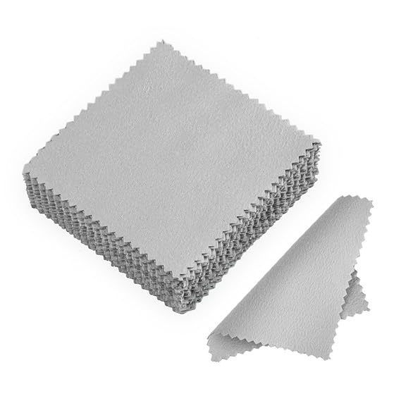 Juanya 50pcs paño joyería gamuza de limpieza paño de pulido de plata de