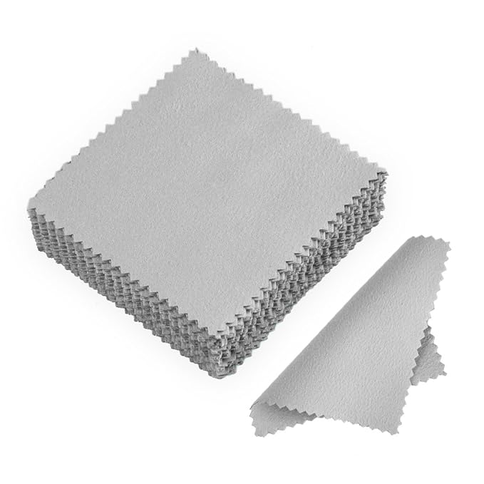 Juanya 50pcs paño joyería gamuza de limpieza paño de pulido de plata de