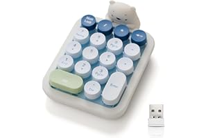 Cute Wireless Numeric Keypad with Silicone Bear, Colorful Round Keycaps, 2.4G USB Wireless Connection, Portable Financial Acc