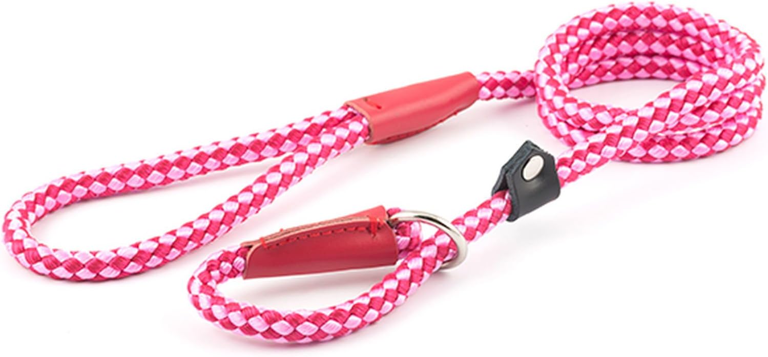 Ancol Heritage Nylon Rope Slip Lead, 1.5 m Length x 8 mm Width, Raspberry, Transparent, 1.5m x 8mm