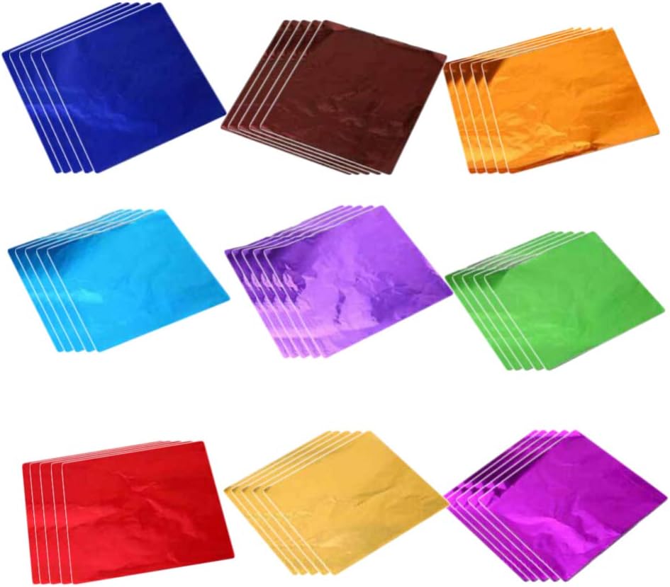 NUOBESTY 900 Stücke Bunte Gold Blatt Imitation Blattgold Folie Papier