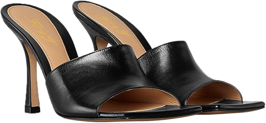 open toe block heel mules