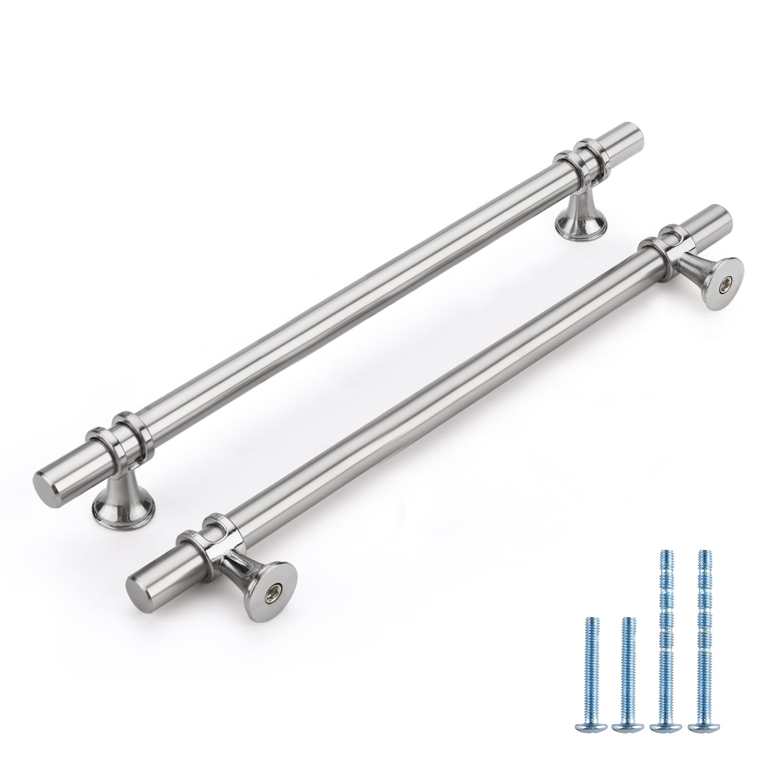 Rergy Cabinet Handles Drawer Pulls and Knobs, 10Pack Brushed Nickel 7-1/2inch Hole Center, Kitchen Hardware for Dresser Handle Zinc Alloy Furniture Pull Image