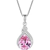 Lwsary Infinity Teardrop Necklace 925 Sterling Silver Pear Shaped Pendant Birthstone Jewelry Gifts for Women