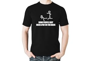 Witty Fashions Some People Just Need a Pat On The Back - Funny Graphic Stick Figure Novelty Men's T-Shirt