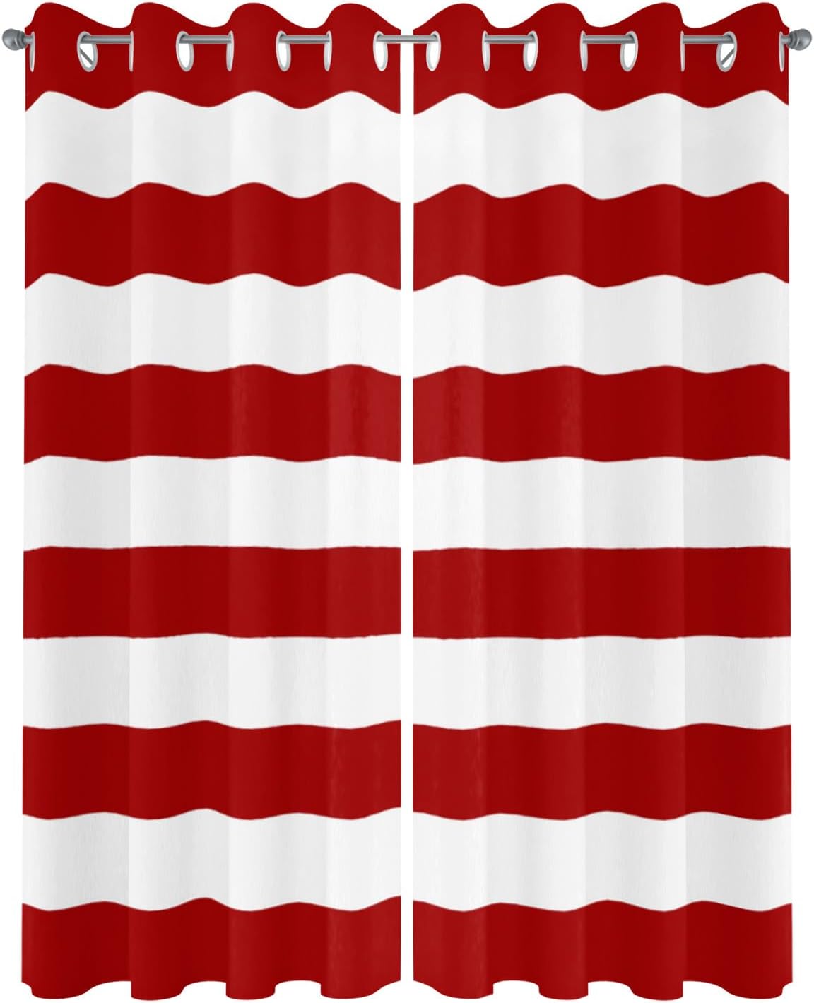 Outdoor Curtains - Houseall Outdoor Curtains for Patio Waterproof Red and White Stripe Privacy Light Filtering Grommet Top Outside Curtains for Gazebo Front Porch Pergola Cabana, 2 Panels, 52x84In