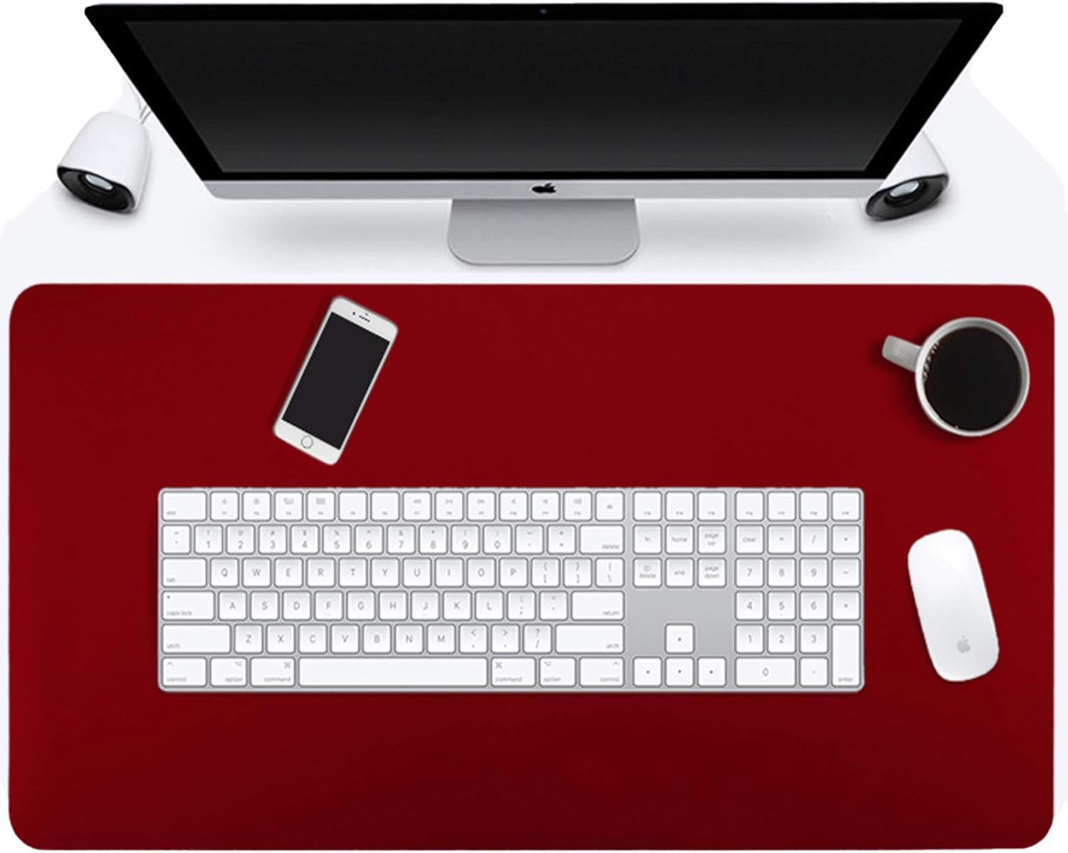 Mouse Pad, Desk Pad,Desk Mat,Gaming Mouse Pad, Double-Side Computer Desk Pad with Waterproof PVC Leather for Computer,Laptop, Office and Home,31.4x15.8x0.07 inch(Black)