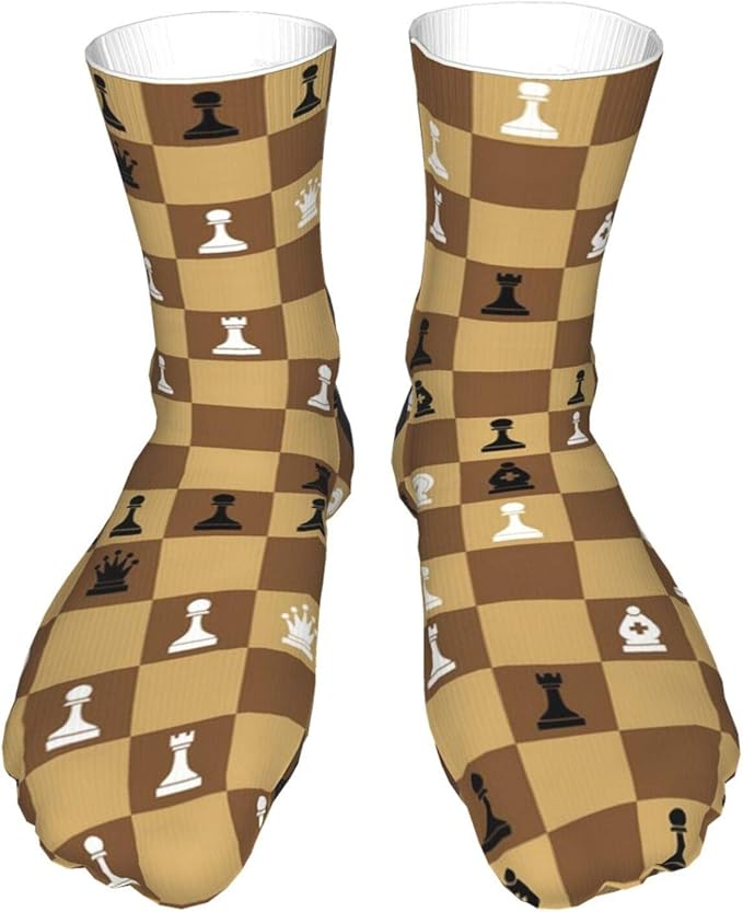 Many Chess Icons On Chessboard Fashion Novelty Socks Funny