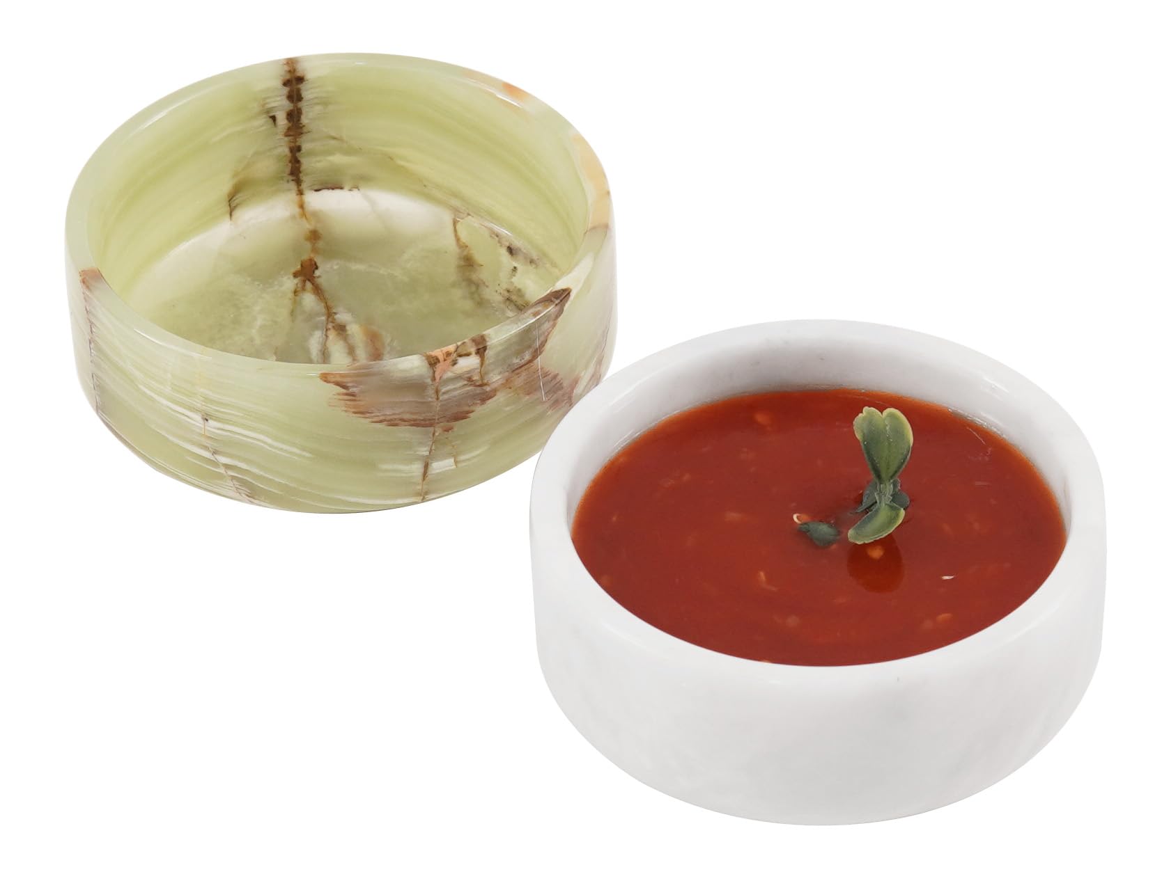 Radicaln Marble Sauce Cups 3.5" Inches Green and White Handmade Mini Marbles Condiment Bowl For Kitchen Ideal Dipping Bowls, Marble Ramekins & Soy Sauce Bowl - Sauce Dishes For Parties