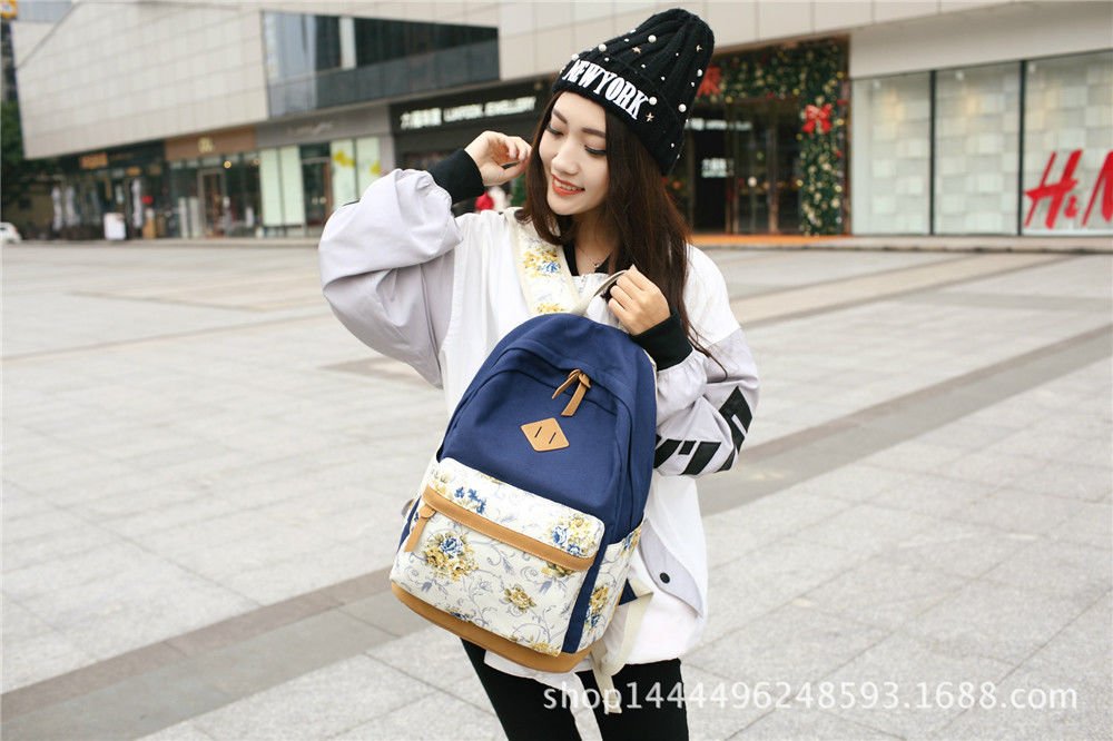 BMKWSG Plain pelle sintetica donne zaino multi tasche blu navy 412816&nbsp;cm Zaini e borse sportive