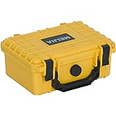 MEIJIA IP67 waterproof hard compact case,Customizable Fit Foam,8.12”x6.56”x 3.56”,Fit Use of Drones, Cameras,Equipments,lens (Yellow)