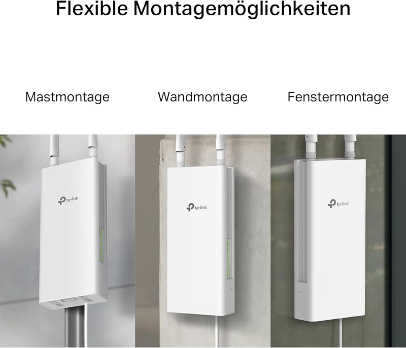 TL-MR110-Outdoor 4G LTE Router, WLAN Router SIM Karte, 4G Cat 4 bis zu 150 Mbit/s, 2,4 GHz WLAN bis 300 Mbit/s, PoE/DC-Stromversorgung, IP65, Betriebstemperatur -30℃ bis +60℃