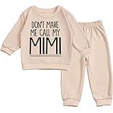 SunoZee Toddler Baby DON'T MAKE ME CALL MY MIMI Long Sleeve Sweatshirt Top Jogger Pants Clothes Set