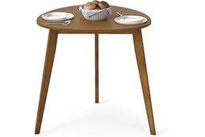 GOFLAME 35.5” Triangle Dining Table, Mid-Century Modern Kitchen Table with Solid Rubber Wood Legs, Space-Saving Dinner Table 