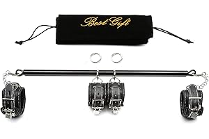 SOVYIME Black Adjustable Spreader Bar Set with 4 Adjustable PU Pink Straps Sports Training Fitness Gear Home Indoor Gyms