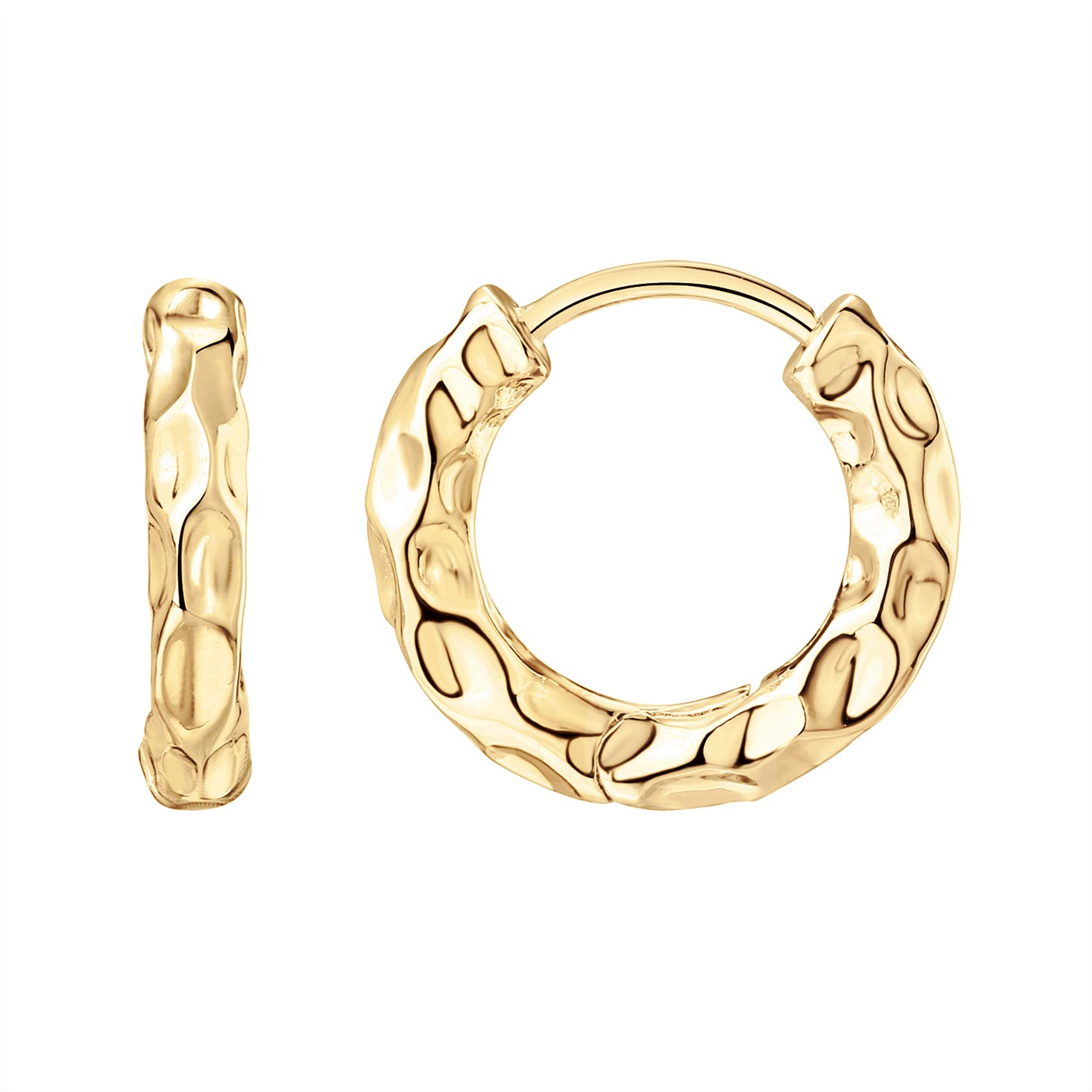 PAVOI 14K Gold Plated Chunky Huggies Earrings for Women - 925 Sterling Silver Posts Small Gold Huggie Hoop Earrings - Ultra Thick Hoops Trendy Jewelry