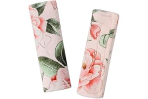 WINGHENLEE Baby Car Seat Strap Pads, Car Seat Strap Shoulder Covers for Baby Infant Toddler, Double-Sided Car Seat Belt Covers for Stroller/Pushchair/Baby Swing, Soft Flannel, Pink Floral