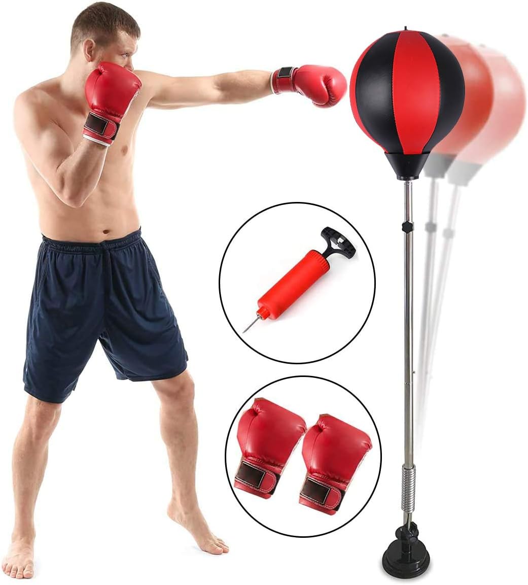 Qdreclod Punching Bag Reflex Boxing Bag with Suction Cup Height Adjustable Punching Ball Spring