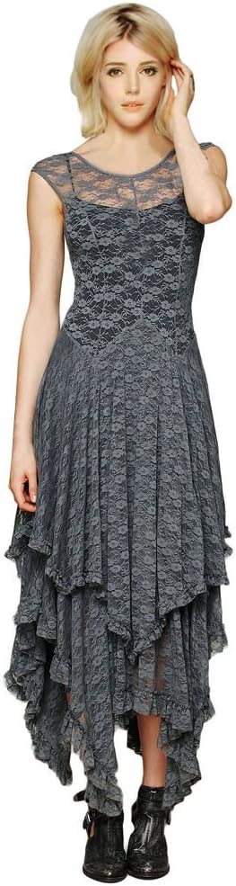 CA Mode Women's Sleeveless Floral Lace Tiered Long Irregular Party Dress