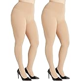 G&Y 2 Pairs Women's Plus Size Opaque Tights - 100D Control Top Pantyhose with Reinforced Toes