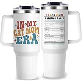 GlitaZola Cat Mom Tumbler Gifts for Cats Lovers Women 40Oz In My Cat Mom Era Tumbler with Handle Christmas Mothers Day Present for Cats Moms and Girls