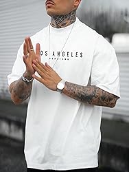 GORGLITTER Men's Crewneck T Shirt Letter Graphic