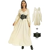 Halloween Renaissance Witch Dress for Women, Victorian Vintage Medieval Pirate Peasant Gothic Fairy Cosplay Costumes