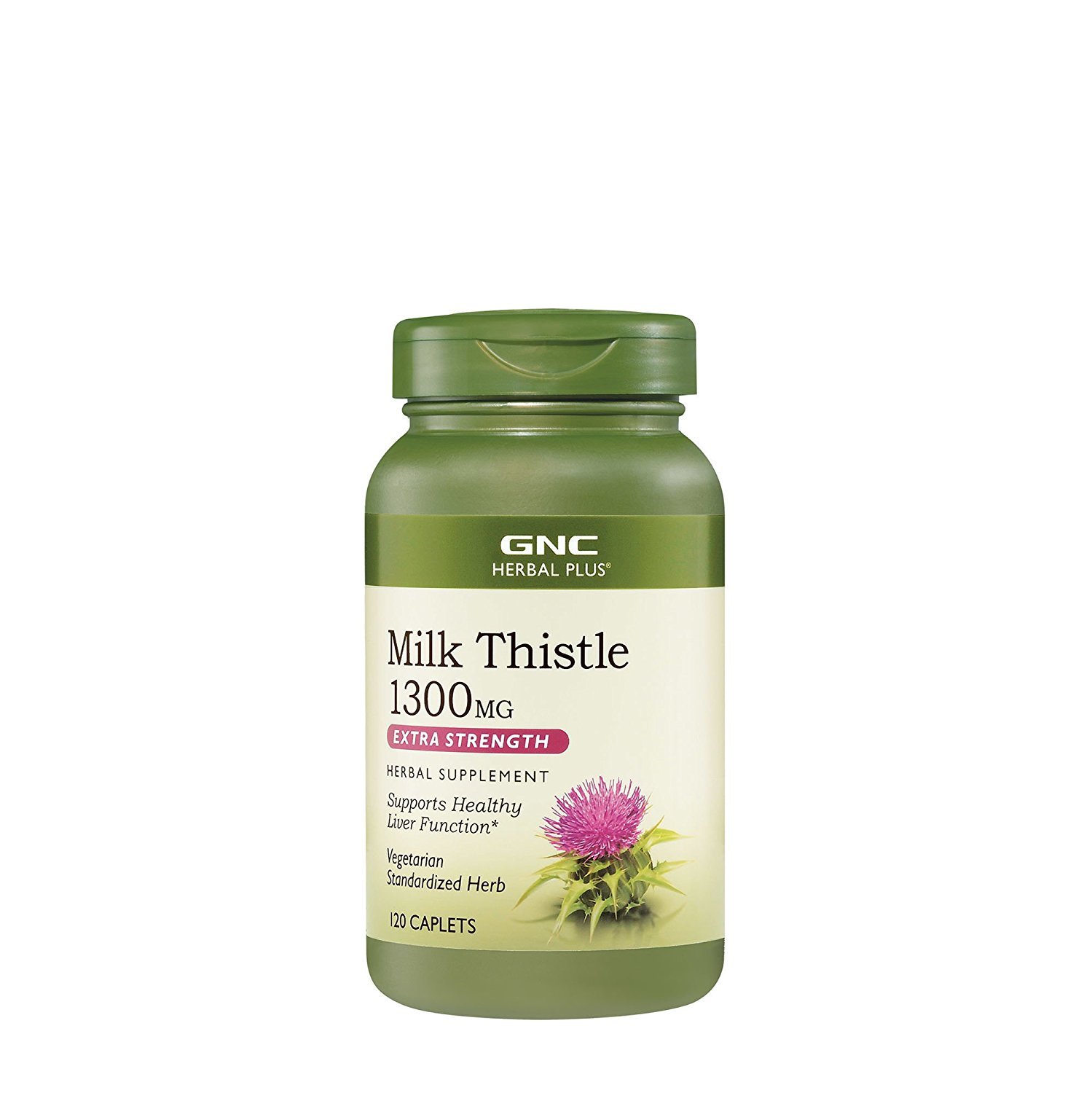 GNC Herbal Plus Milk Thistle 1300mg Supplement, Extra Strength, Vegetarian, Supports Healthy Liver Function, 120 Servings