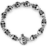 BIYONGDE Mens Vintage Link Chain Bangle Bracelet, Stainless Steel, Toggle Clasp, Biker Punk Rock