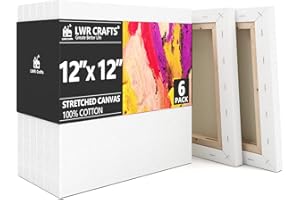 LWR CRAFTS Stretched Canvas 12" X 12" Pack of 6
