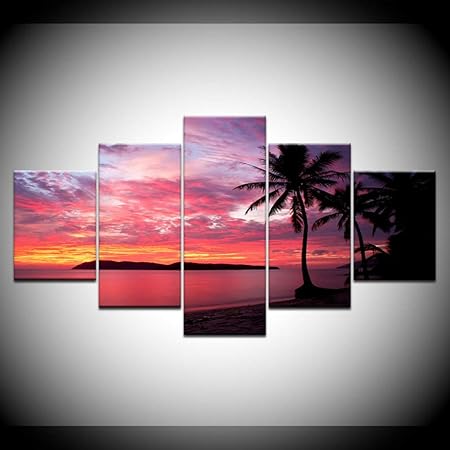 Wallpaper Art mur plage coucher de soleil For Android