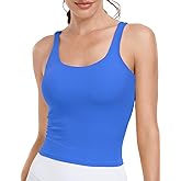 HeyNuts Zeal Bras Longline Ribbed Medium Support Sports Bras, Crisscross Back Tank Tops with Removable Pads A-D Cups