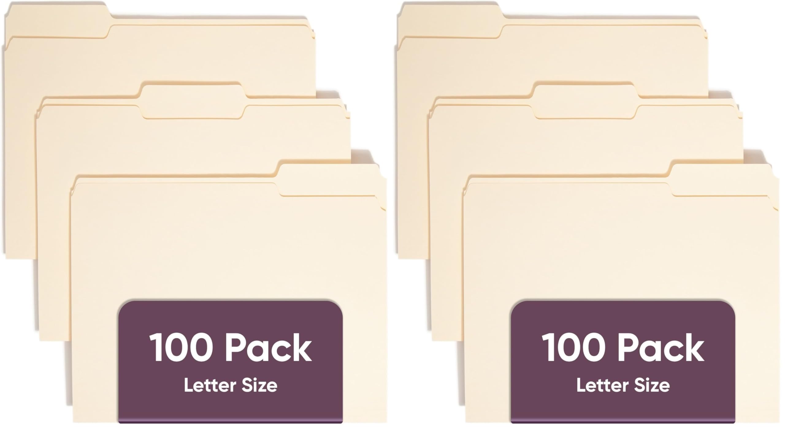 Smead File Folders Letter Sized, 1/3-Cut Tab, Assorted Positions, Letter Size Manila Folders, 100 Per Box (10381), (Pack of 2) Image