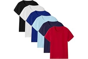Weymuic 6 Pack Cotton Boys T Shirts Kids Short Sleeve Tops Summer Tee Shirts Clothes for Toddlers