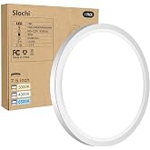 slochi 7.5inch Flush Mount Ceiling Light, 3000K/4000K/6500K | Ultra Thin Ceiling Light Fixture, Round LED Ceiling Light for Bathroom Closet Hallway Kitchen Bedroom,White