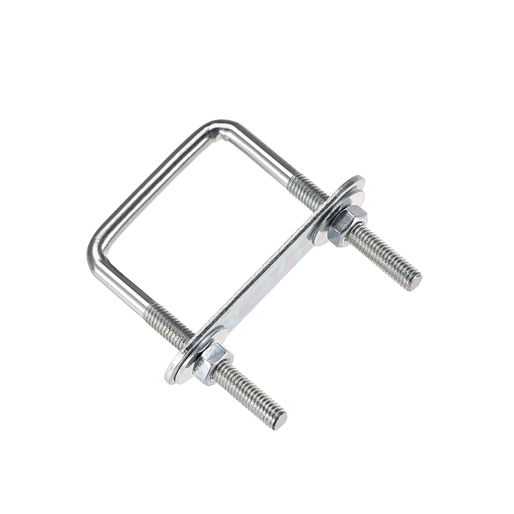 MACHSWON Square U-Bolt,4 Set Carton Steel M6 U Bolts 42mm(1-5/8") Inner Width 70mm Length with Nuts and Frame Plate for Automobiles Boat Trailer