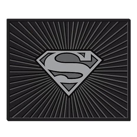Superman Gray Silver Shield 1pc Black Rubber Universal Car Truck Utility Floor Mat