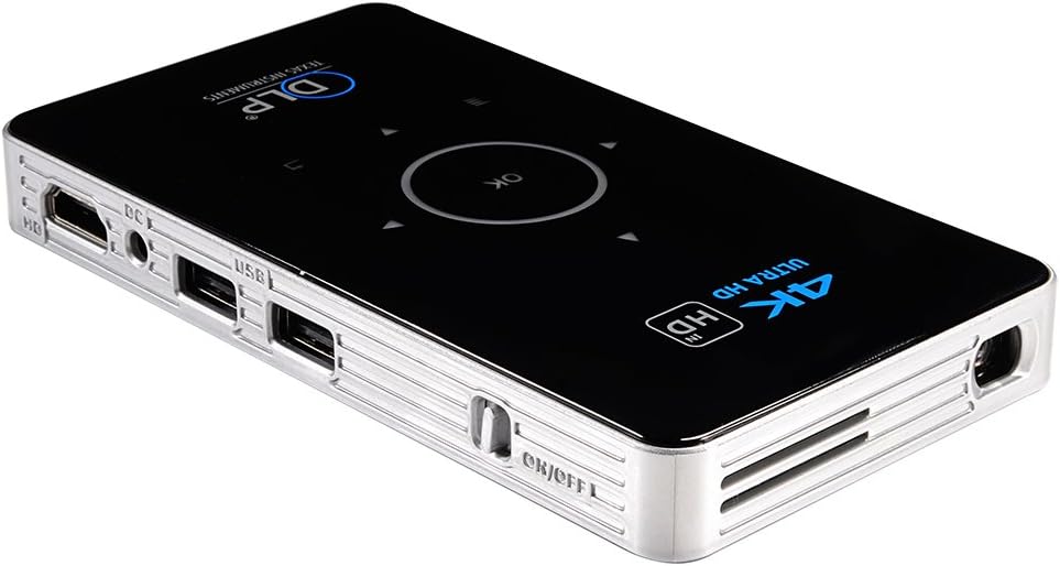 YZMZTA C6 Mini Smart Projector,DLP Support Full HD 1080P, HDMI & WIFI Wireless Connectivity,Portable Size & 120" Display, 30,000 Hour LED, Pico Video Projector(Black)