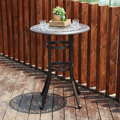 PHI VILLA 32" Cast Aluminum Patio Bar Table, 41" Height High Top
