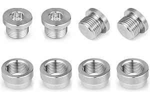 O2 Oxygen Sensor Bung and Plug 304 Stainless Steel M18-1.5,Oxygen Sensor Bung Stepped Style with Plug, Suppied by Hohnnyreet (4, Silver, M18 X 1.5)