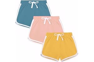 Fhowoh Girls' Athletic Shorts 3 Pack Active Running Dance Yoga Gym Shorts Kids Casual Dolphin Short 4-14Y