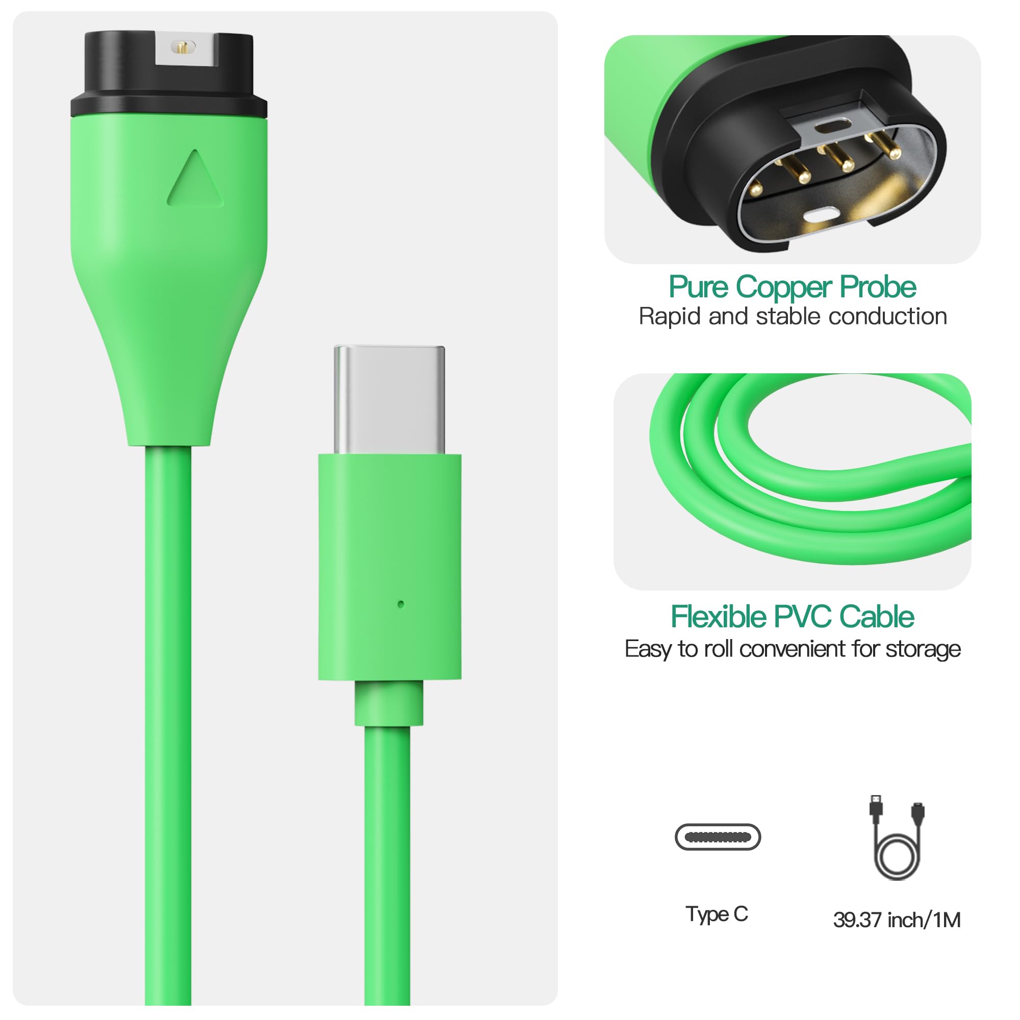 AWINNER Compatible with Garmin Watch Charger Cable (USB C - 2 Pack)