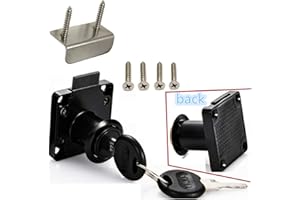 JUNRBX Drawer Lock Letter Box Lock Desktop Lock Door Lock.Suitable for Wooden cabinets.Model CT-138-22, ((Hole Diameter 0.75 inch / 19MM) for Door Panels with a Thickness of 17 mm-22 mm. 1pcs [Black]