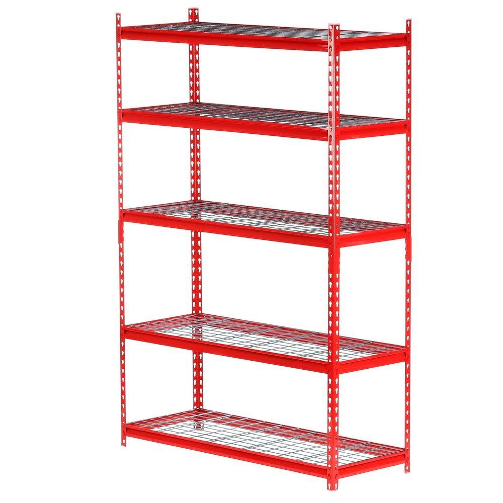 Edsal 5Shelf Steel Storage Shelving Unit in Red 72 in. H x 48 in. W