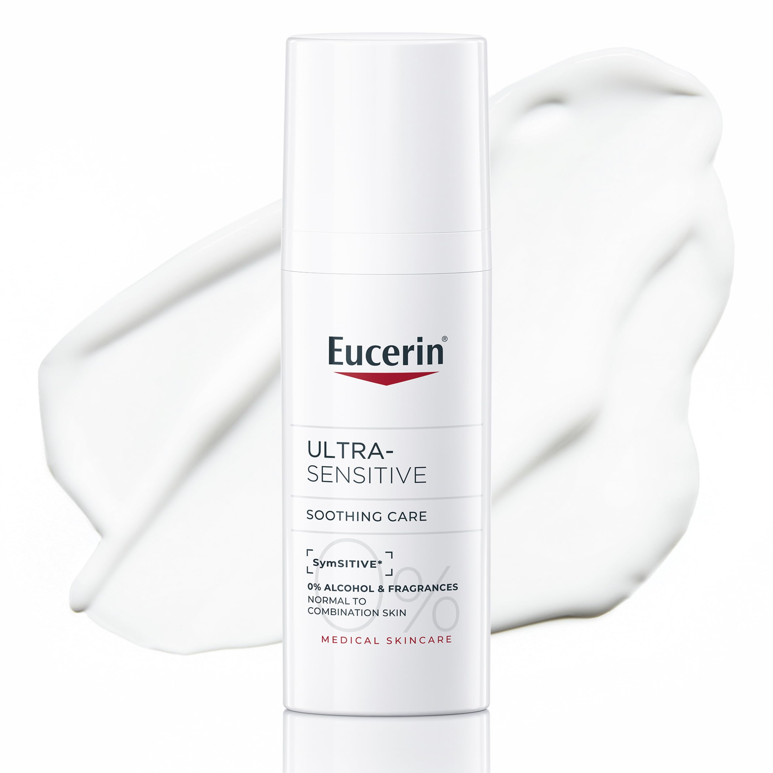 Eucerin UltraSensitive Soothing Care Day Cream (Normal to Combination Skin) 50ml, Face Cream for Sensitive and Hypersensitive Skin, Irritation Relief Face Moisturiser, Fragrance-Free